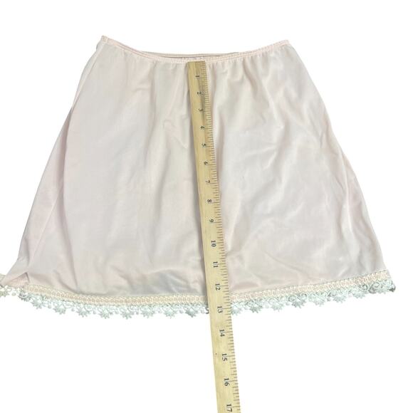 VTG 60s 70's Sears Petal Pink Half Slip Mini Short Coquette Nylon Lace Silk FLAW - Picture 4 of 8